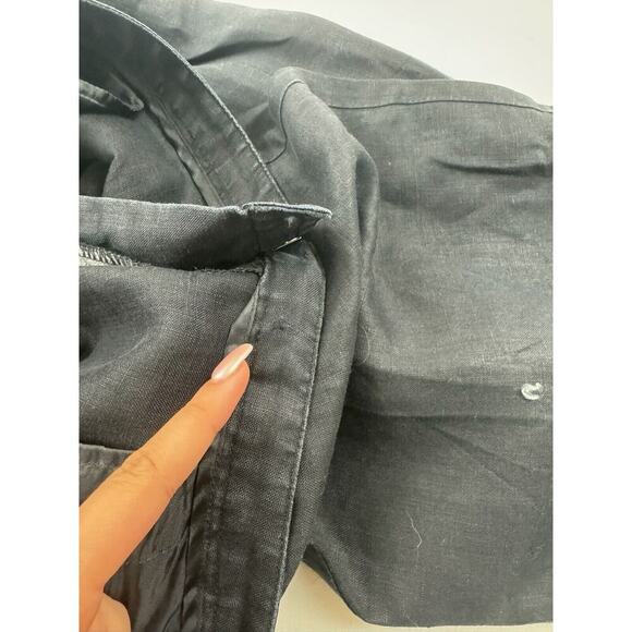 Liz Claiborne Audra 100% Linen Black Straight Leg Capri Pants Sz 12P 12 Petite - Picture 8 of 9